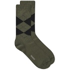 Margaret Howell Men's Argyle Socks in Olive/Black