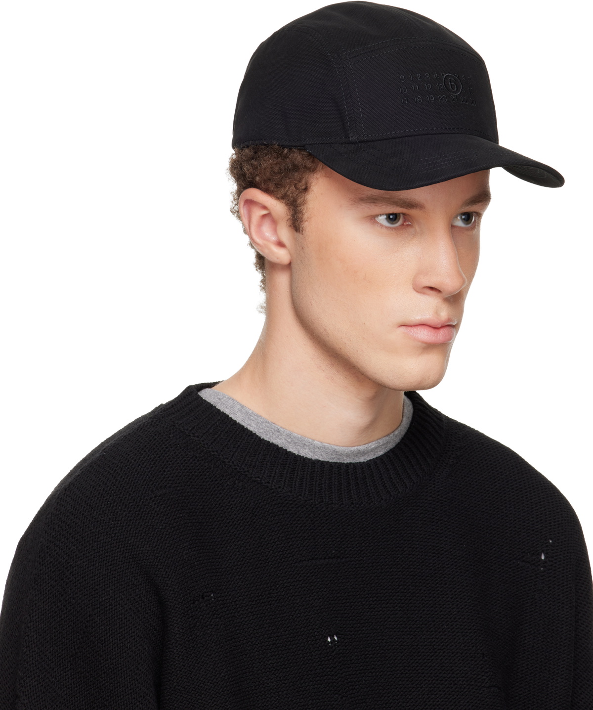 MM6 Maison Margiela Black Embroidered Logo Cap