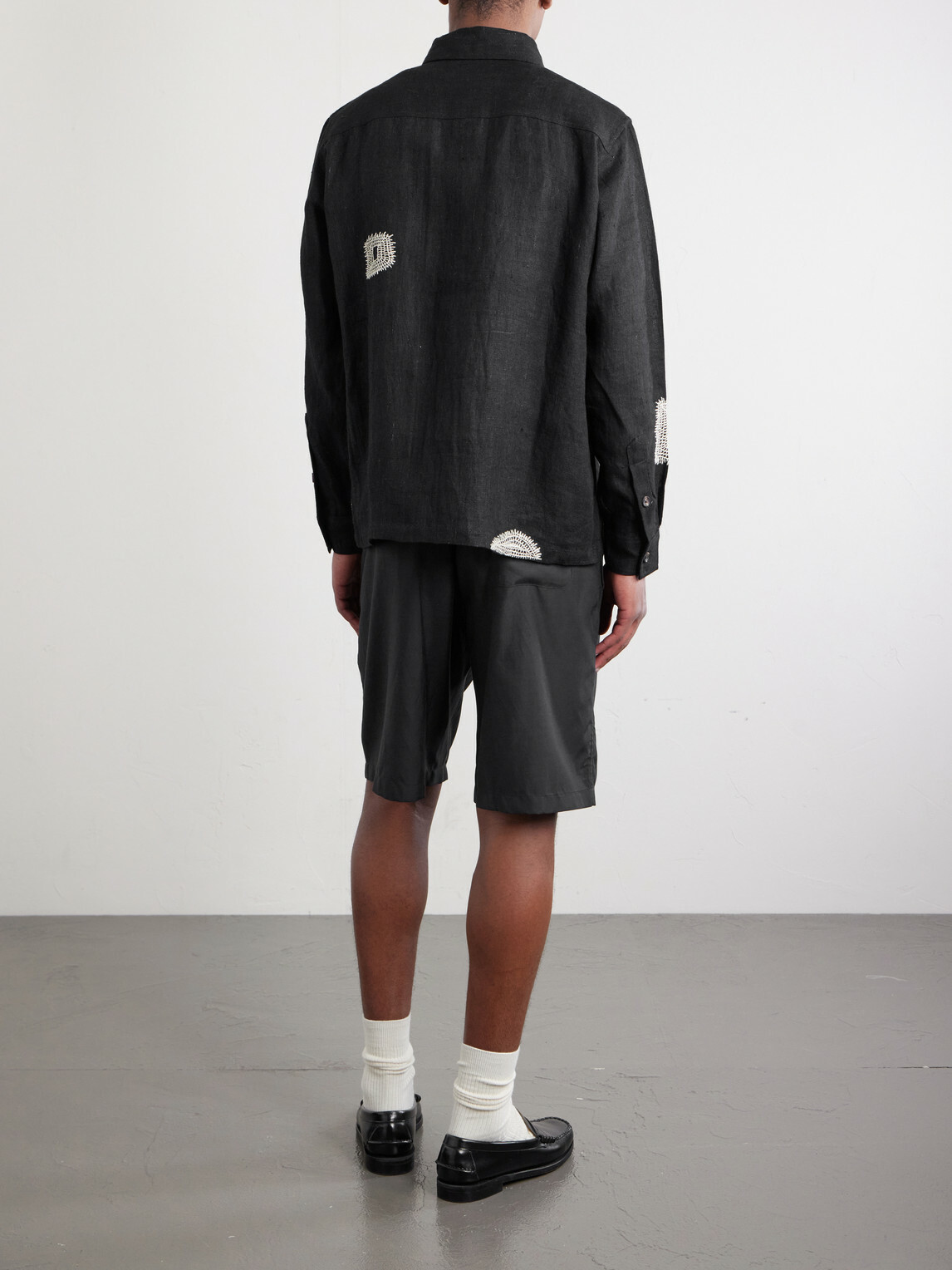 Kartik Research - Repair Embroidered Linen Shirt - Black