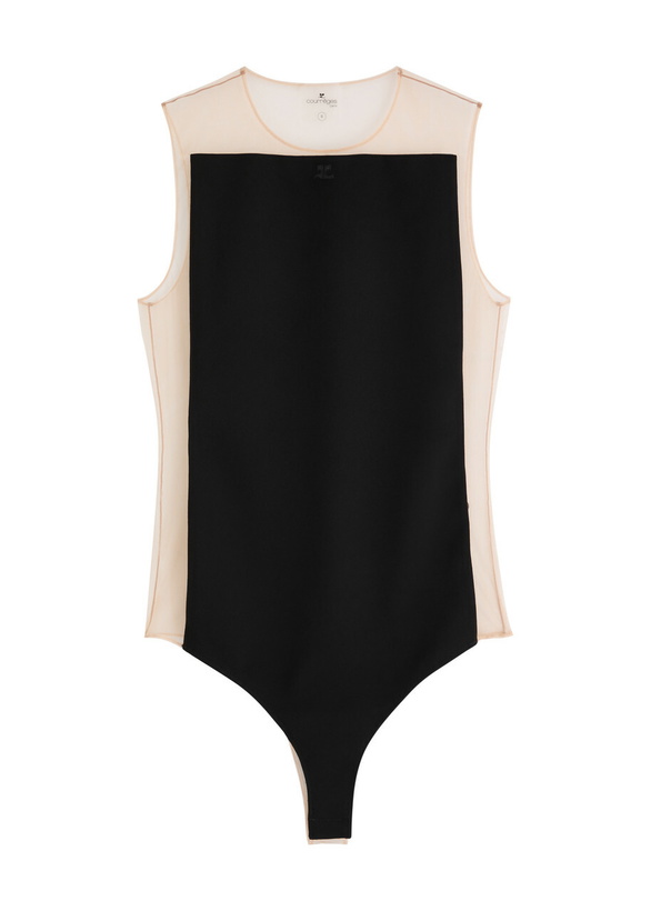 Photo: Courrèges Illusion Panelled Jersey and Tulle Bodysuit Black