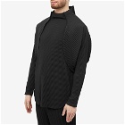 Homme Plissé Issey Miyake Men's Layered Pleated Long Sleeve Top in Darkness Brown