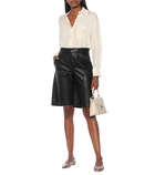 Vince - High-rise leather Bermuda shorts