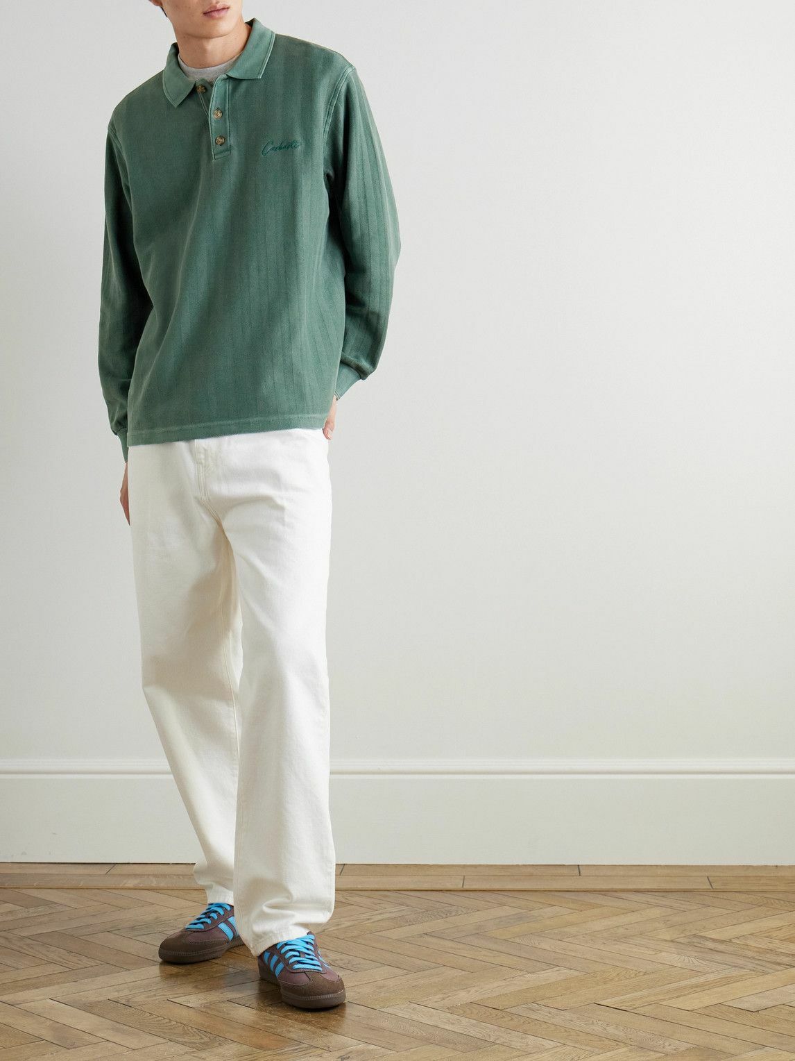Carhartt WIP - Morrison Logo-Embroidered Herringbone Cotton Rugby Shirt - Green