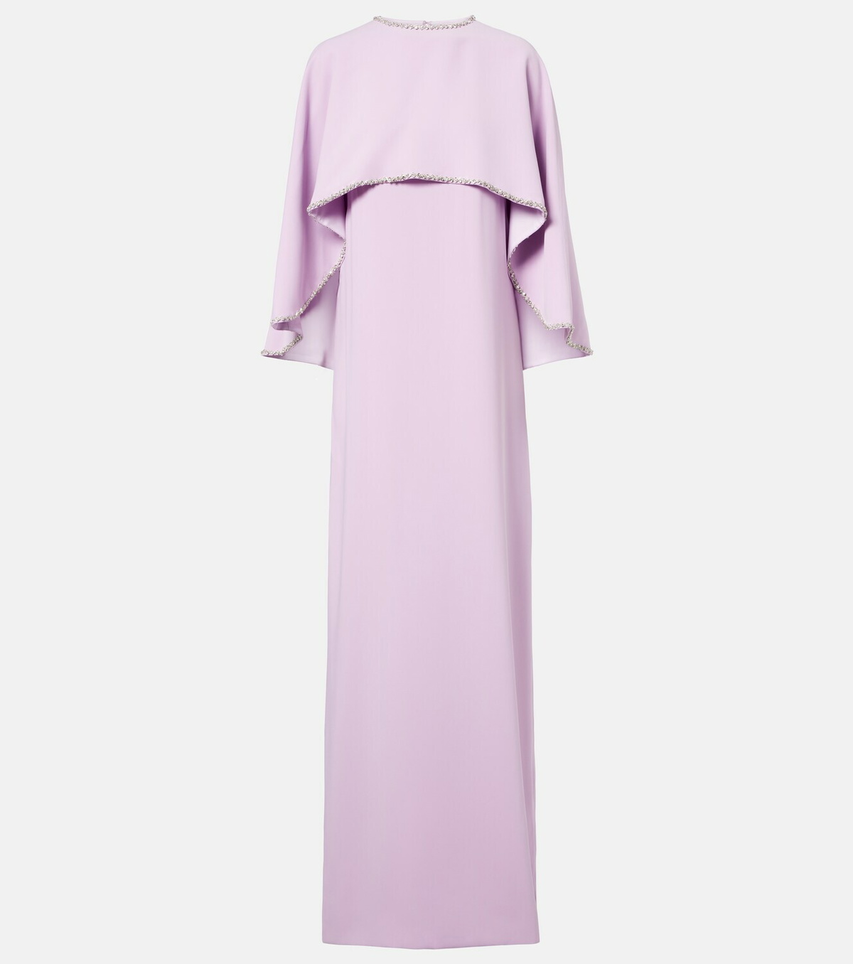 Costarellos Crystal-embellished caped gown