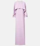 Costarellos Crystal-embellished caped gown