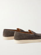 Brunello Cucinelli - Suede Penny Loafers - Gray