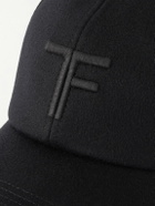 TOM FORD - Leather-trimmed Logo-Embroidered Cashmere Baseball Cap - Black