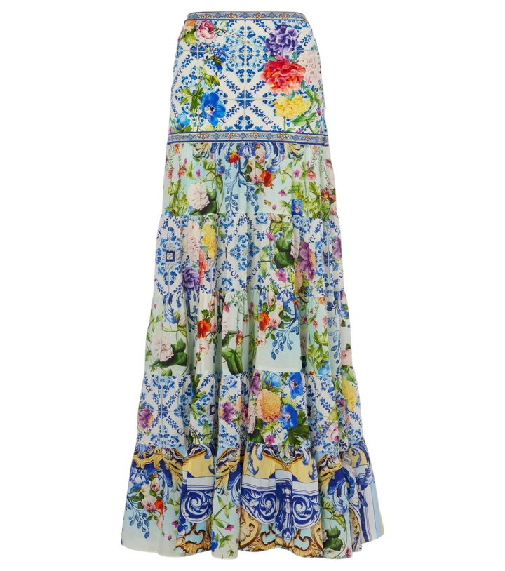 Photo: Camilla Floral tiered silk maxi skirt