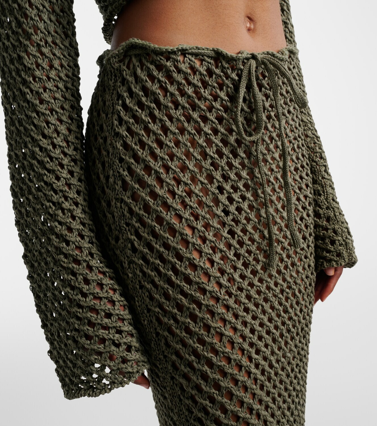 Bananhot Magen crochet cotton-blend maxi skirt