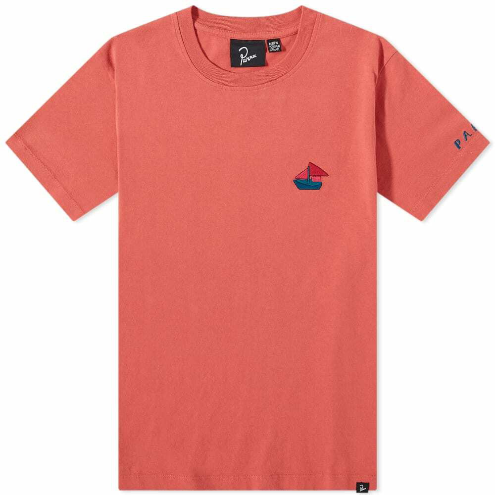 Photo: By Parra Men's Paper Boat House T-Shirt in Mineral Red