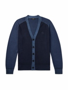 Etro - Logo-Embroidered Two-Tone Wool Cardigan - Blue