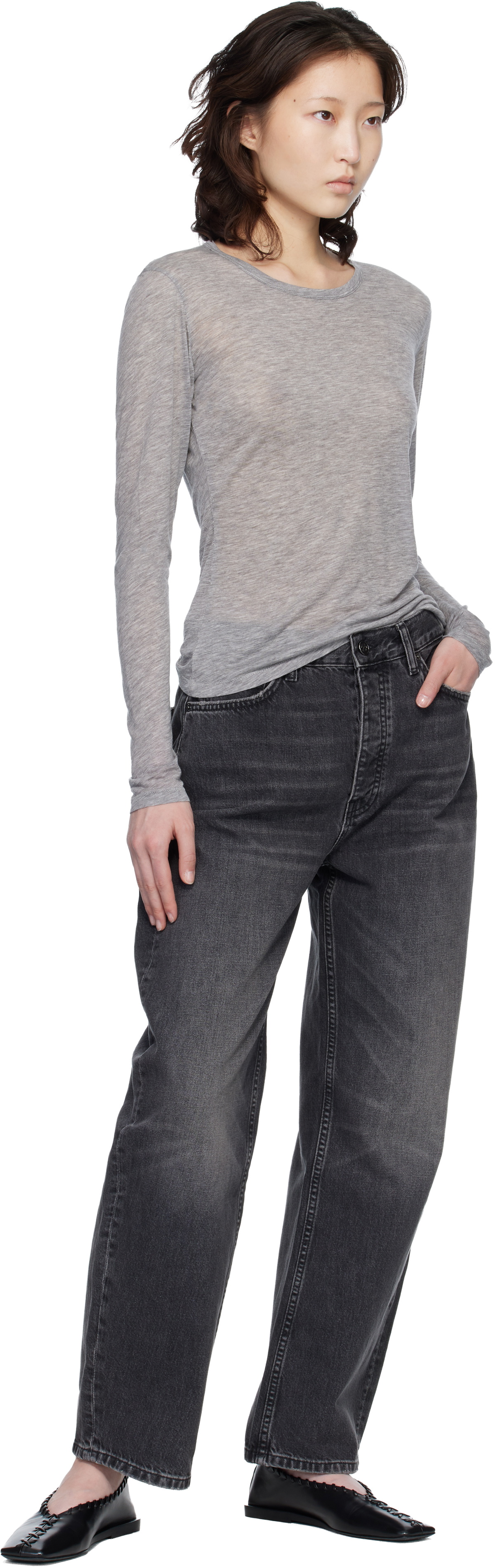 ANINE BING Gray Sylvie Long Sleeve T-shirt