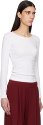 LESET White Pointelle Slim Fit Long Sleeve T-shirt
