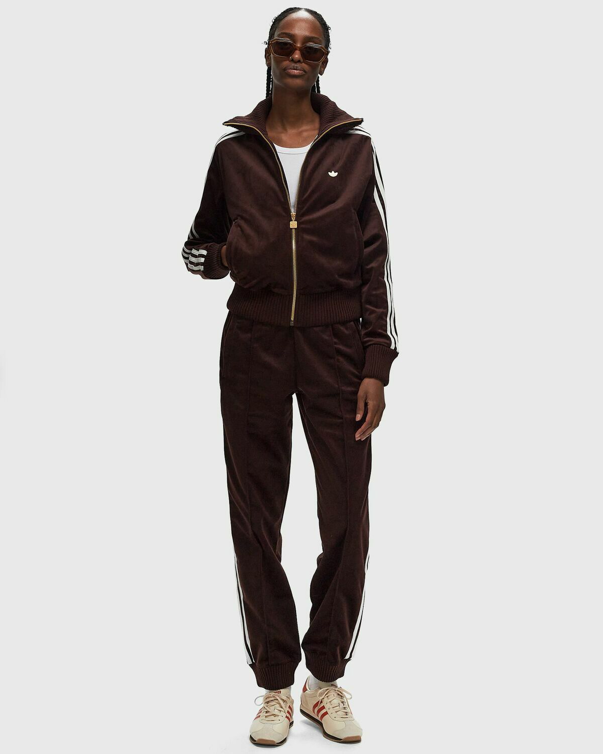 Adidas Velvet Track Top Brown Track Jackets adidas