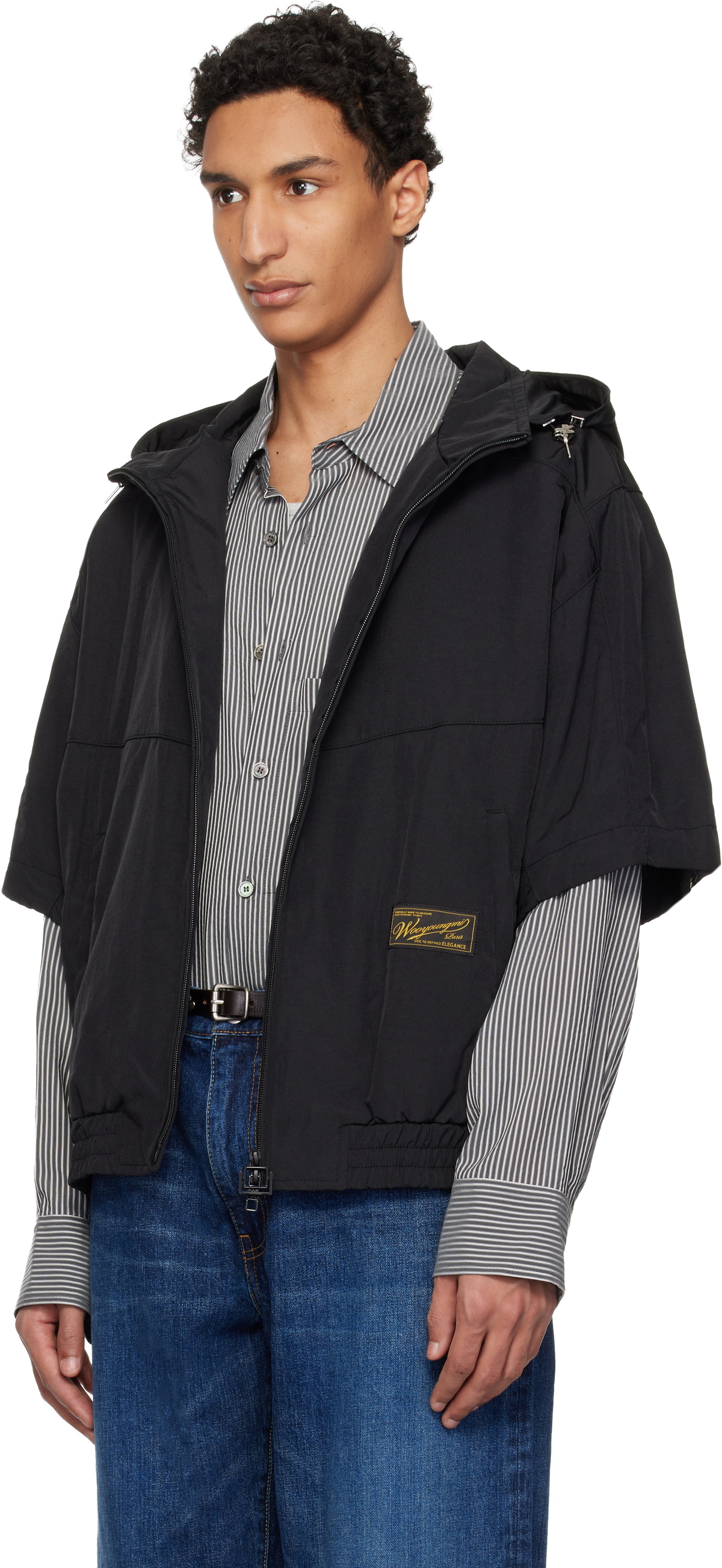 WOOYOUNGMI Black Layered Windbreaker Jacket
