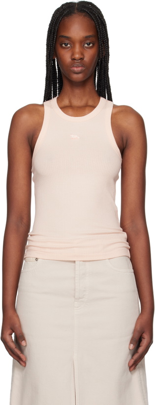 Photo: Maison Kitsuné Pink Baby Fox Patch Ribbed Tank Top