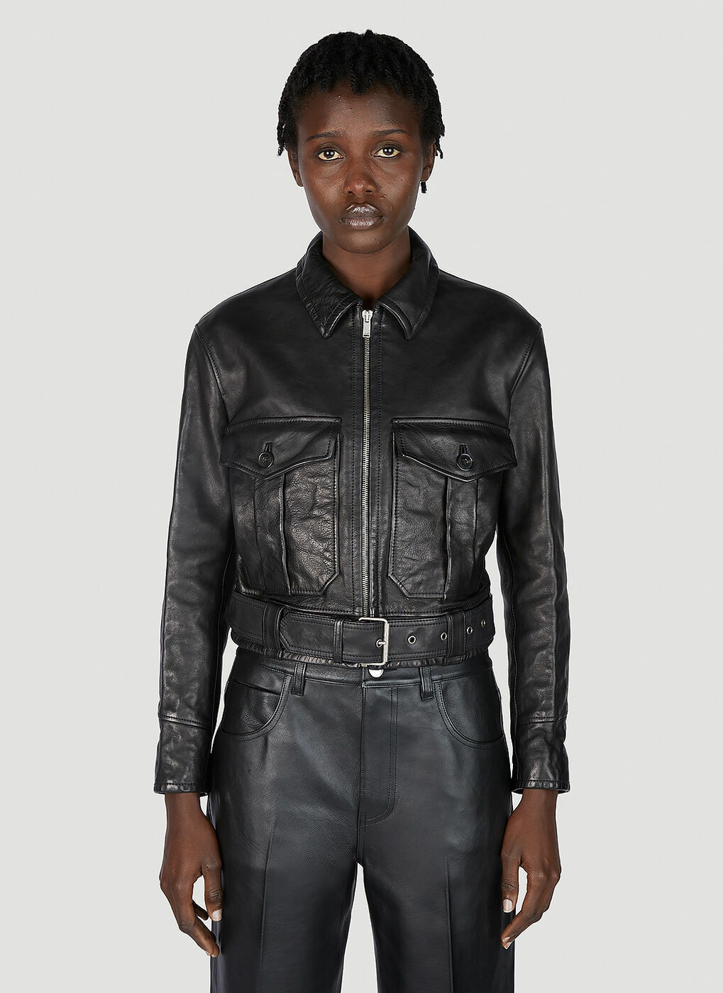 Saint Laurent - Aviator Leather Jacket in Black Saint Laurent