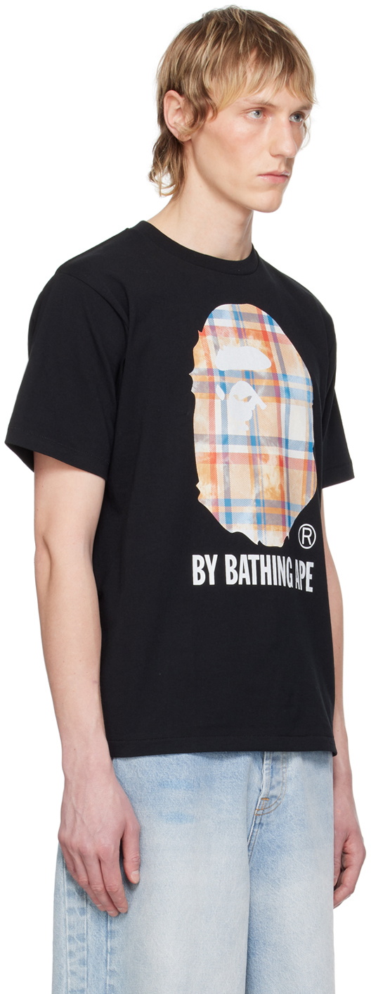 トップス BAPEBlack Bleached Check College T-Shirt A BATHING APE® Bleach BAPE Check College T-shirt | Black