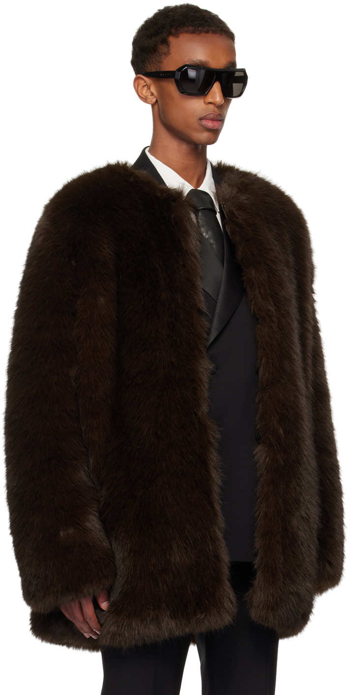 Ernest W. Baker Brown Faux-Fur Coat Ernest W. Baker