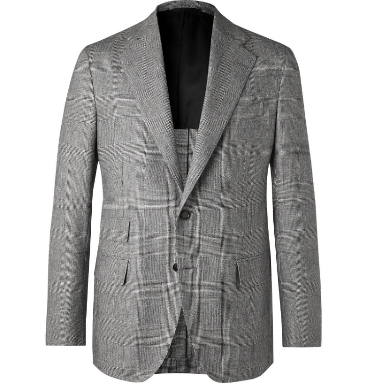 Photo: De Petrillo - Grey Prince of Wales Checked Virgin Wool Suit Jacket - Gray
