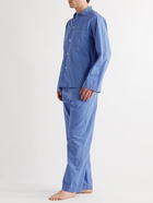 TEKLA - Striped Organic Cotton-Poplin Pyjama Trousers - Blue