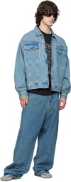 VETEMENTS Blue Biker Crosses Denim Jacket