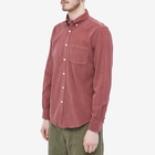 Portuguese Flannel Men's Cord Buton Down Corduroy Shirt in Bordeaux