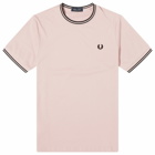 Fred Perry Men's Twin Tipped T-Shirt in Dusty Rose Pink/Black