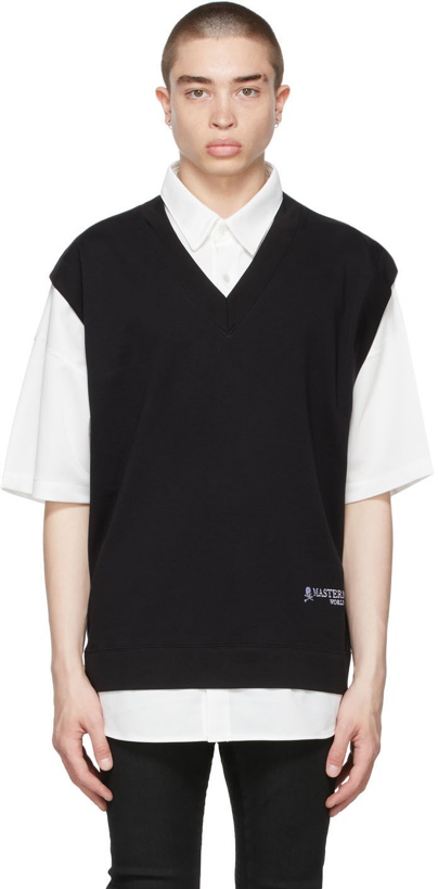 Photo: mastermind WORLD White & Black Boxy Collar Short Sleeve Sweatshirt