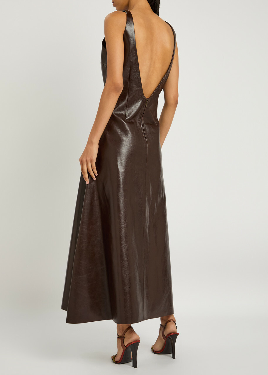 Entire Studios Delta Leather Midi Dress Black