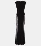 Norma Kamali Paneled jersey and mesh maxi dress