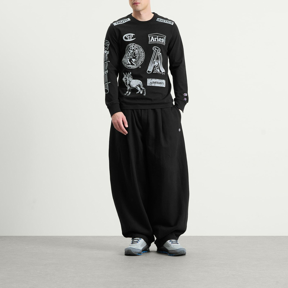 Champion Men's x Aries Sponsor Long Sleeve T-Shirt in Black