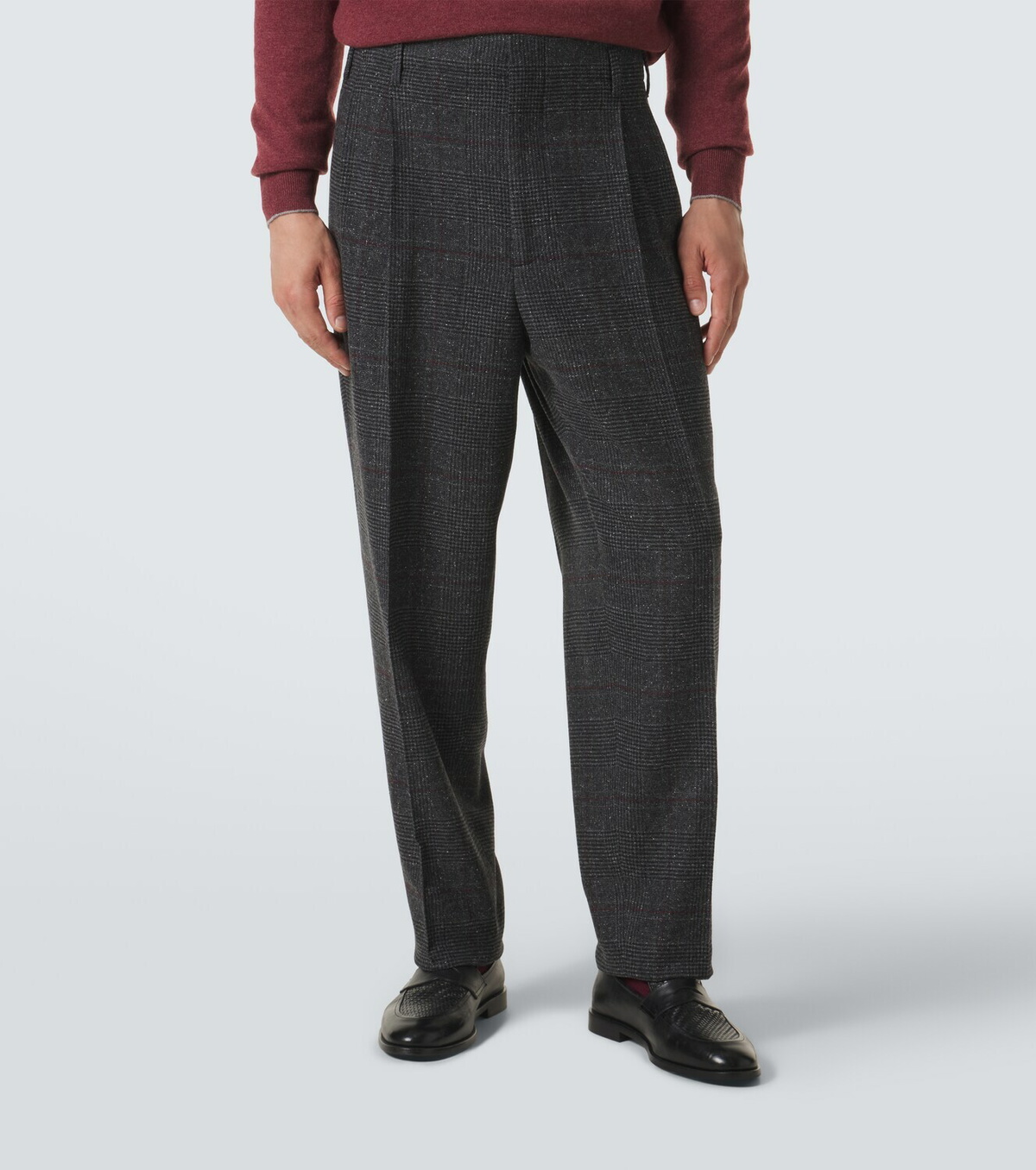 Brunello Cucinelli Checked silk, wool, and cashmere suit