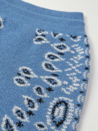 Alanui - Straight-Leg Jacquard-Knit Cotton-Blend Drawstring Shorts - Blue