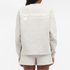 New Balance Women's Linear Heritage Brushed Back Fleece Crewneck in Moonrock