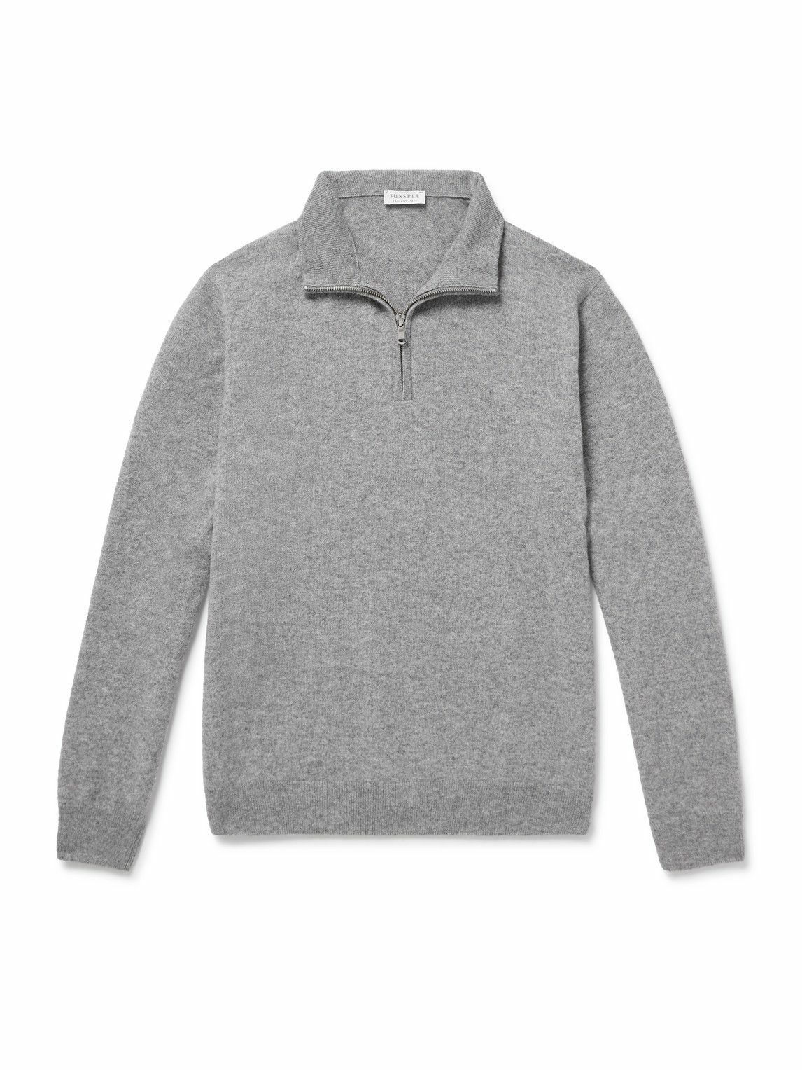Sunspel - Cashmere Half-Zip Sweater - Gray