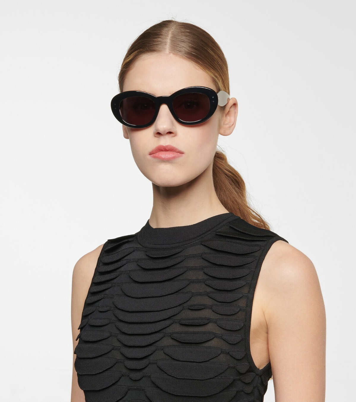 サングラス Alaia OVAL 79 BLACK-BLACK-GREY Alaia Womens Round/Oval Black Black Grey Fashion Designer