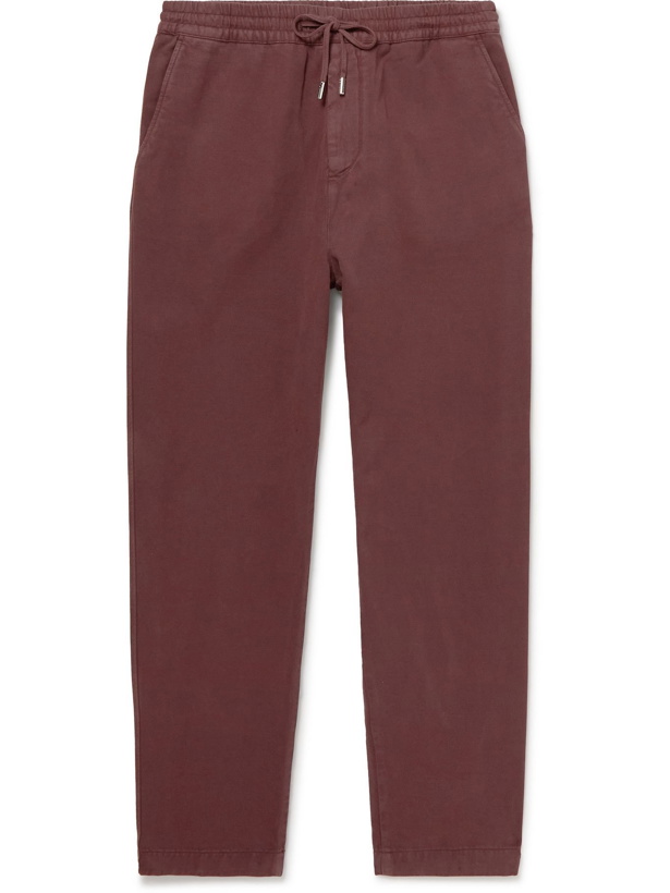 Photo: Mr P. - Garment-Dyed Cotton and Wool-Blend Twill Drawstring Trousers - Burgundy