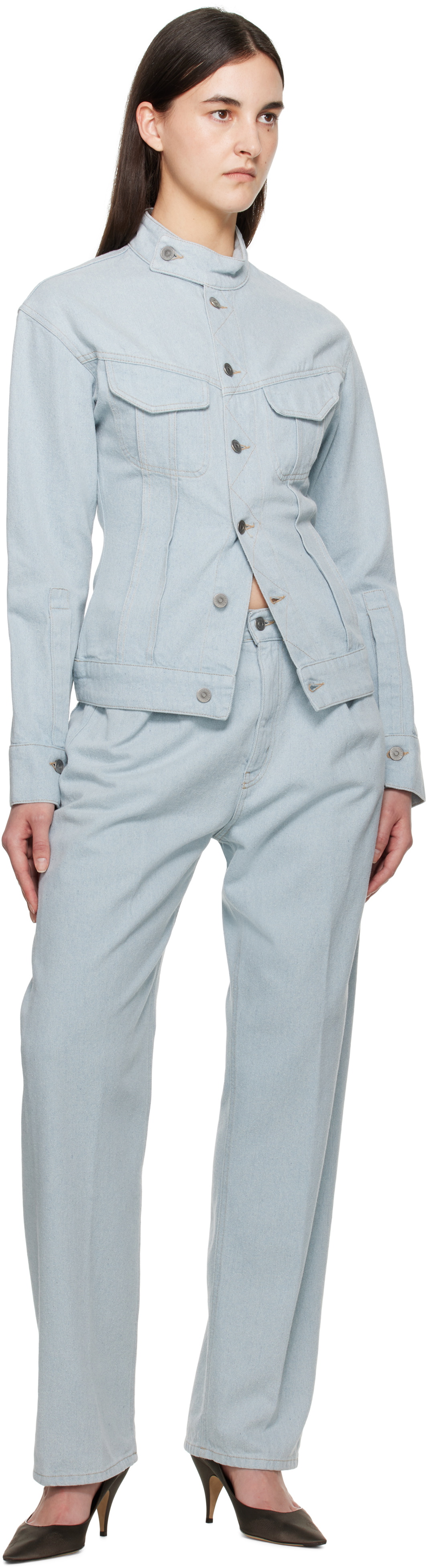 Victoria Beckham Blue Sculptural Denim Jacket