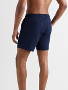 Onia - Land to Water Straight-Leg Mid-Length Stretch-Chambray Swim Shorts - Blue