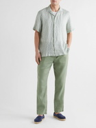 Frescobol Carioca - Oscar Straight-Leg Linen and Cotton-Blend Drawstring Trousers - Green