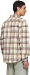 Reese Cooper Gray & Beige Milled Flannel Cargo Button Down Shirt