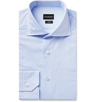 Ermenegildo Zegna - Light-Blue Trofeo Slim-Fit Cutaway-Collar Pinstriped Cotton-Poplin Shirt - Men - Blue