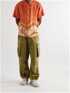 STORY MFG. - Shore Embroidered Tie-Dyed Organic Linen Shirt - Orange - M