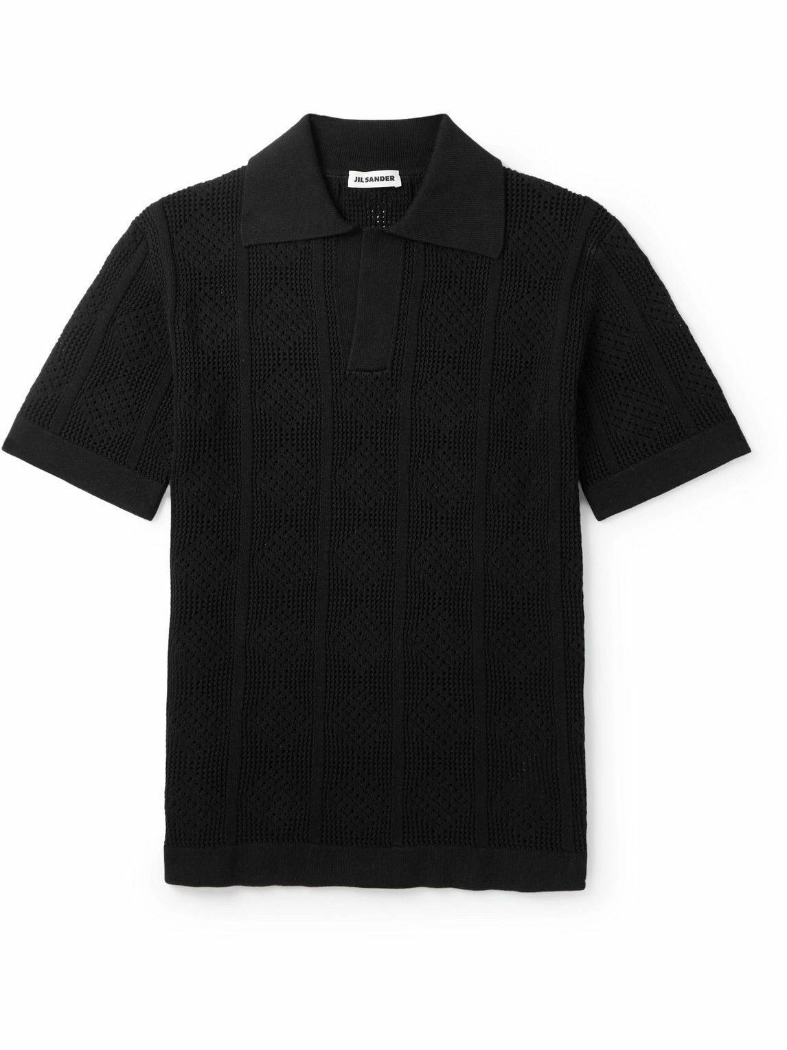 Jil Sander - Open-Knit Cotton Polo Shirt - Black