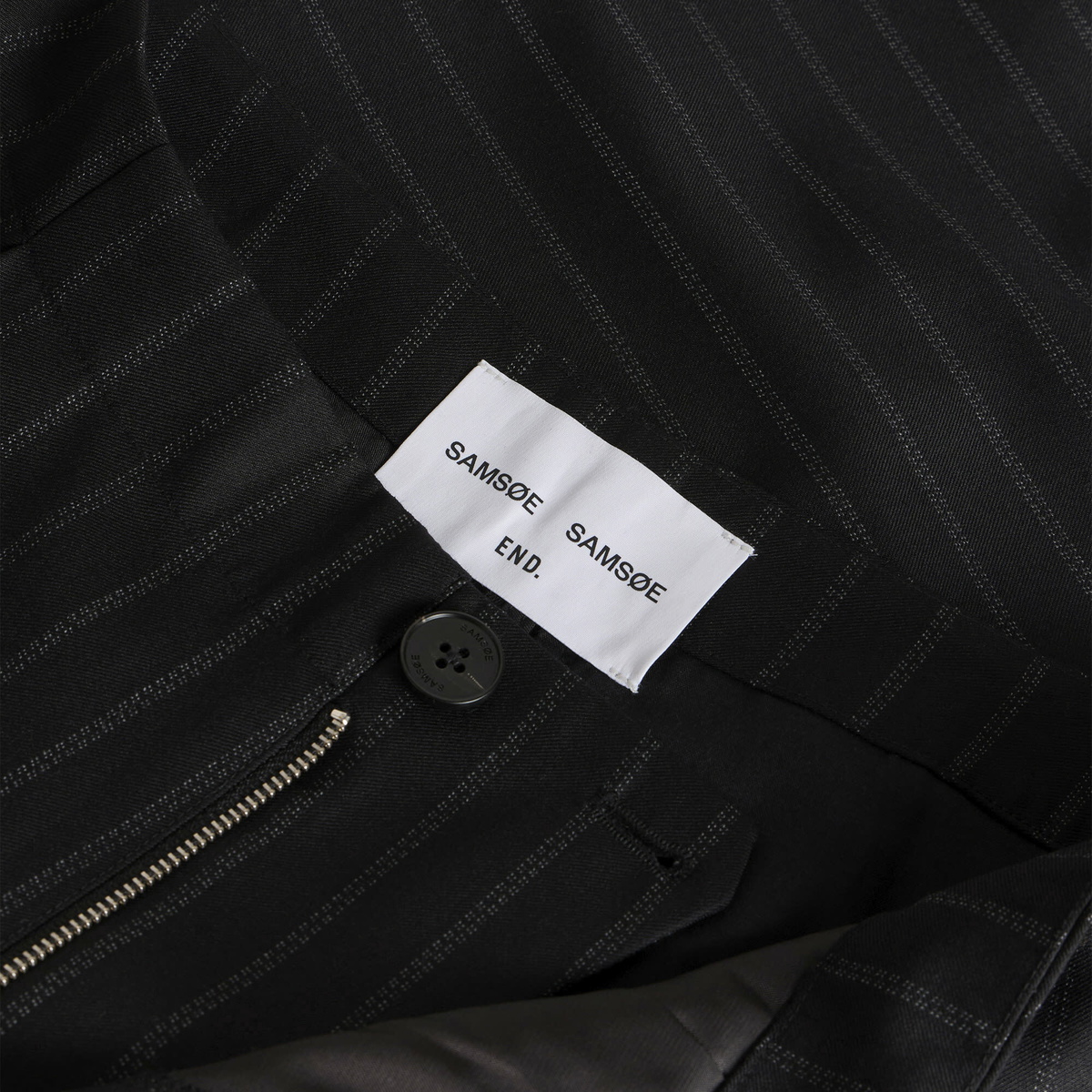 END. x Samsøe Samsøe Women's Samio Dart Trousers in Black Pinstripe
