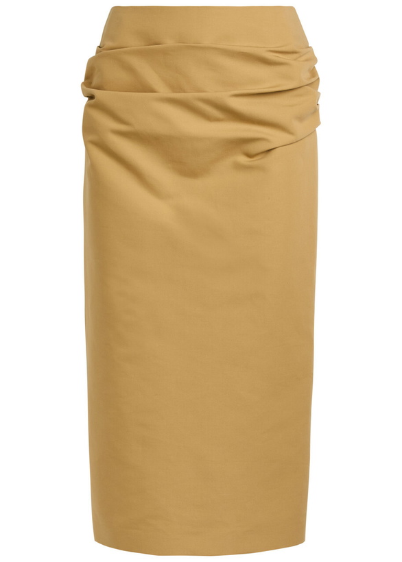 Photo: Armarium Pernilla Draped Cotton-poplin Midi Skirt Camel