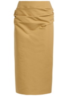 Armarium Pernilla Draped Cotton-poplin Midi Skirt Camel