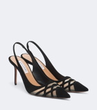 Aquazzura Perfect Match suede slingback pumps