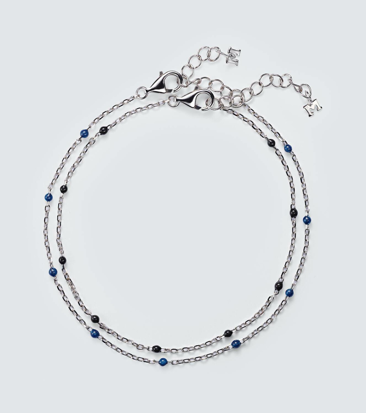 Mateo Set of 2 sterling silver and enamel chain bracelets